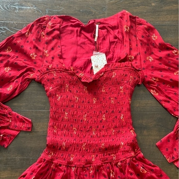 Free People Two Faces Ruby Combo Printed Floral Boho Mini Dress Size XS Women - Picture 3 of 11